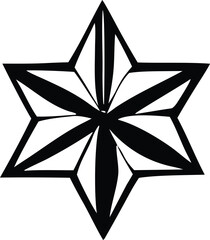 Obraz premium Intricate six pointed star geometric design black and white abstract symbol decorative element outline shape