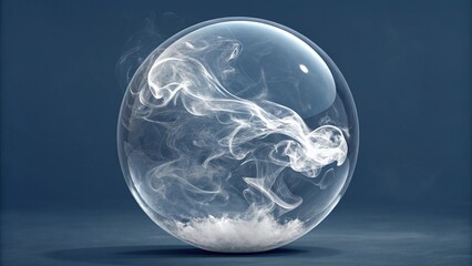 Mystical crystal ball filled with swirling smoke, creating an ethereal and enchanting atmosphere, a symbol of divination and the unknown