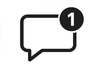 Fototapeta premium New message notification icon with one unread chat alert. Vector symbol for social media app interface. Communication bubble sign with counter for incoming mail or sms.
