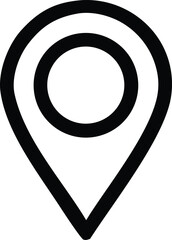 Simple outline map pin icon represents location pointer for navigation and geo targeting on digital platforms