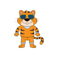 Tiger wearing sunglasses cartoon vector illustration
