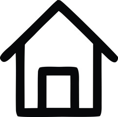 Simple outline house icon for real estate web design and homeownership branding with minimalist appeal