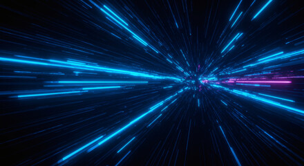Obraz premium ABSTRACT SPEED BLUE LIGHTS BACKGROUND, FUTURISTIC TECHNOLOGY PATTERN
