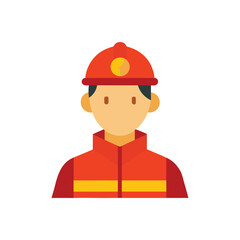 Firefighter avatar character flat vector illustration