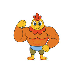 Chicken strong rooster mascot vector illustration