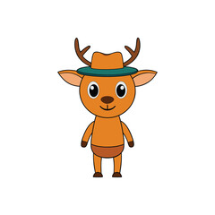 Deer wearing hat cartoon vector illustration