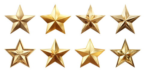 Obraz premium PNG Golden stars metallic design, element set on transparent background