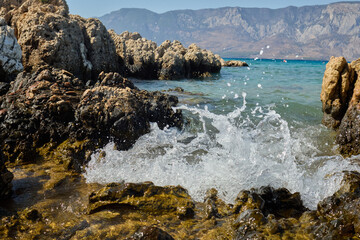 rocks in the blue sea