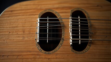 Macro Shot of Acoustic Guitar Strings
