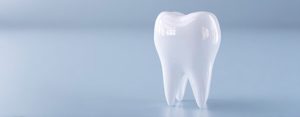 The Tooth on Minimal Blue Background Representing Dental Health and Clean Enamel