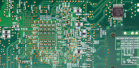 Computer printed circuit board with electronic components after used.