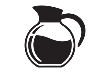 Flask for tea coffee sign simple icon. Vector Black silhouettes. with white background