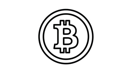 Obraz premium Simple Outline Icon of the Bitcoin Cryptocurrency Symbol.