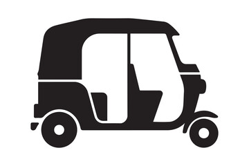 Auto rickshaw symbol sign silhouette icon. Vector Black silhouettes. with white background