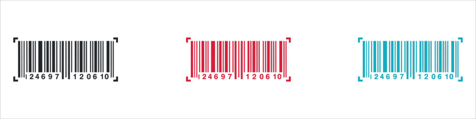 Collection of parallel barcode icons in multiple colors, representing digital identity — vector illustration