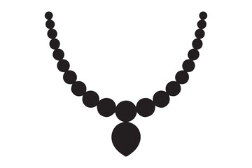 Necklace with jewels or gems symbol simple silhouette icon. Vector Black silhouettes. with white background