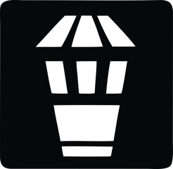 Simple white lantern icon simple clean silhouette symbol represents light source outdoor lighting fixture abstract design element for web and print