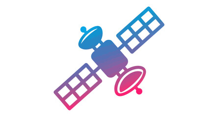 Colorful Gradient Satellite Icon with Solar Panels.