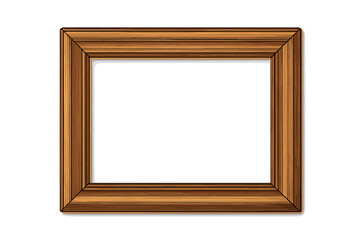 Retro realistic wooden photo frame vector illustration with detailed wood texture, isolated transparent background, classic vintage style, decorative border for photos and artwork