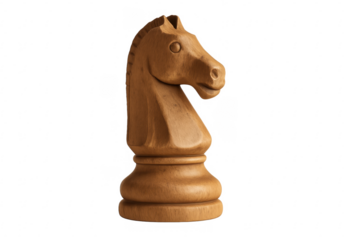 Wooden chess knight piece representing game strategy