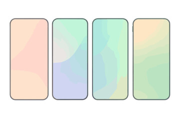 Soft color background with modern mobile screen vector design, abstract pastel gradients, smooth transition shades, transparent layered UI mockup set for app design