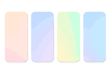 Soft pastel gradient backgrounds for mobile app screens, modern vector design with transparent layered abstract colors, smooth and elegant soft color set for UI and digital projects