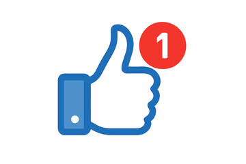 Thumbs up like social media icon with notification alert, new appreciation symbol, vector illustration for digital marketing, user engagement, online interaction, social network approval