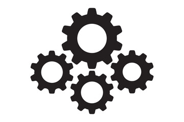 Three gear sign simple icon. Vector Black silhouettes. with white background