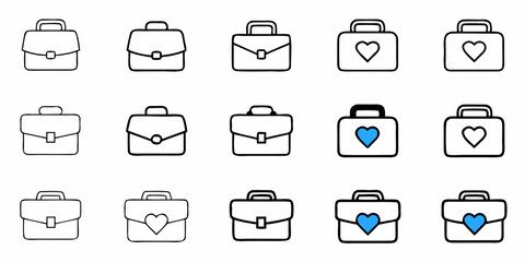 Professional briefcases and heart-adorned bags offer diverse business and personal branding concepts