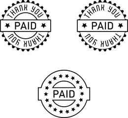 Paid Sign Word Text Rubber Stamp Grunge Effect Vector Illustration, Grunge rubber stamp with the text Paid and Thank you, Distressed red paid stamp isolated on transparent background. Paid Logo Icon