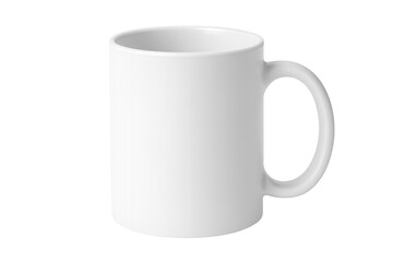 White ceramic coffee mug with transparent background