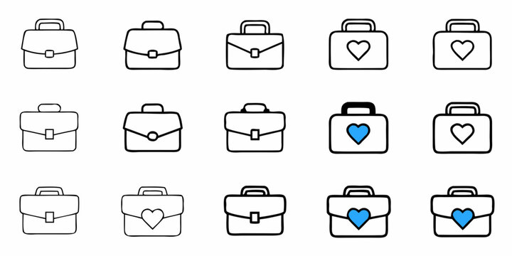 Professional briefcases and heart-adorned bags offer diverse business and personal branding concepts