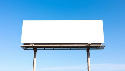 Obraz premium Clean, minimalist billboard on a clear blue sky, publicity, metal