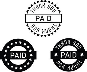 Paid Sign Word Text Rubber Stamp Grunge Effect Vector Illustration, Grunge rubber stamp with the text Paid and Thank you, Distressed red paid stamp isolated on transparent background. Paid Logo Icon