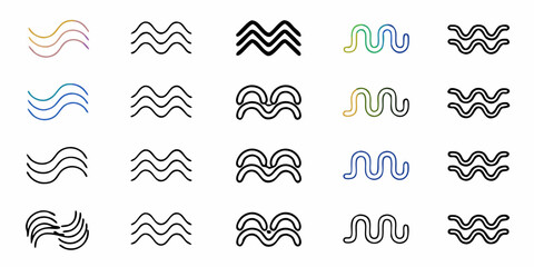 Fototapeta premium Dynamic wave icons and symbols showcasing fluid motion and modern design for creative projects