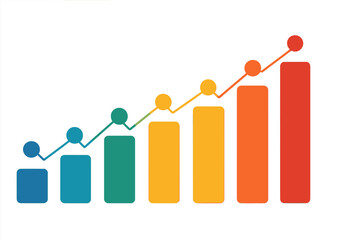 Business data chart for presentation. Abstract vector graph diagram with 6 steps showing growth and progress. Financial success concept for strategy, options, or processes.