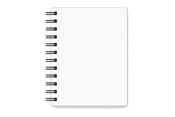 Realistic blank spiral notepad notebook isolated on white background, vector illustration with transparent background, office stationery, school supplies, note taking, organized workspace concepts