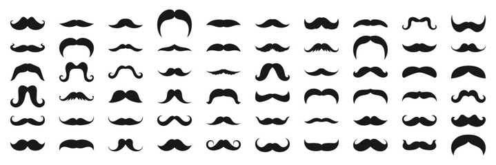 Mustache icon vector set. Vector illustration isolated on white background. Classic mustache, fathers day symbol. Mustache icon vector illustration.