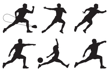 Silhouettes of different people in various sports. Vector Black silhouettes. with white background