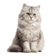 Obraz premium a cute fluffy cat png fluffy cat png large eyes png expressive eyes png sitting cat png cat png kitten png transparent background image