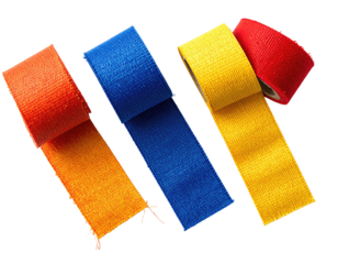 Rolled athletic wraps in vibrant colors