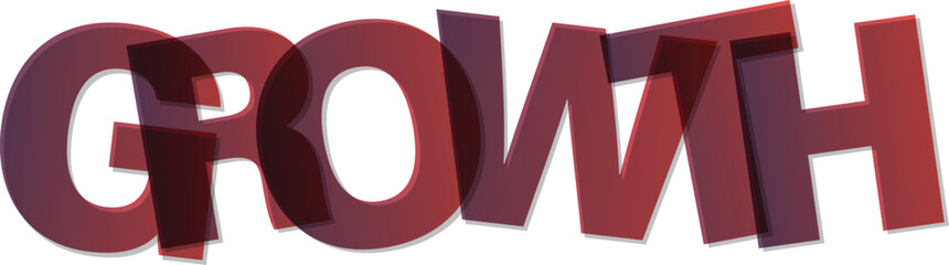 Growth concept with overlapping red letters on white background illustration