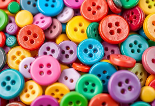 Vibrant buttons in assorted colors and textures, close-up,  colorful,  close-up