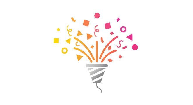 Festive Confetti Popper Exploding with Colorful Shapes and Streamers.