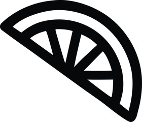 Stylized black and white citrus slice icon minimalist graphic design for refreshing beverages and food themes