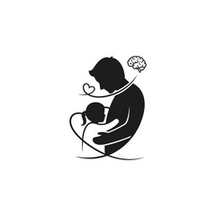 Father hugging child, a silhouette of a parent embracing their kid, symbolizing love, connection, and emotional support