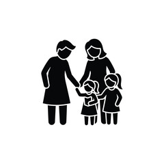 Family with kids silhouette of parents with two daughters, representing family values, love, and support