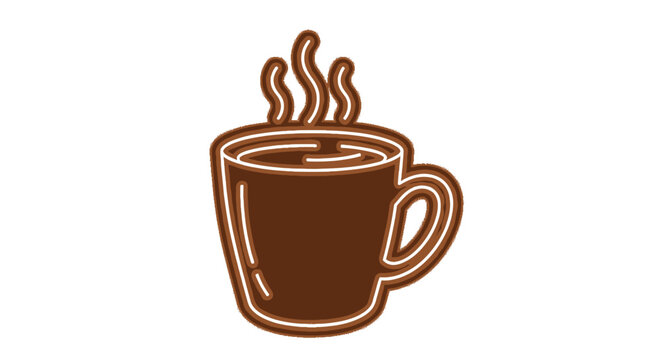 Brown Coffee Mug with Steam Hot Beverage Illustration.