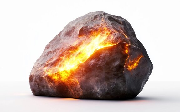 Glowing Protective Bezoar Stone in Detail Isolated on White Background.