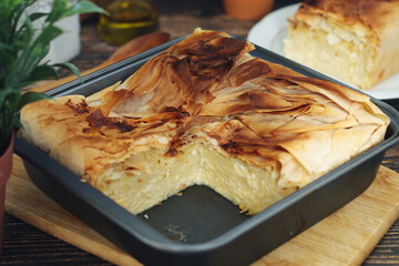 Gibanica, a traditional pastry dish popular all over the Balkans